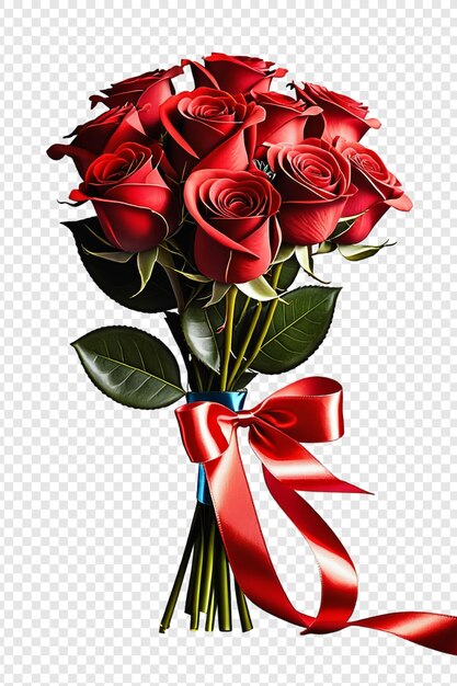 PSD bouquet di fiori di rose rosse png isolato su sfondo trasparente psd premium