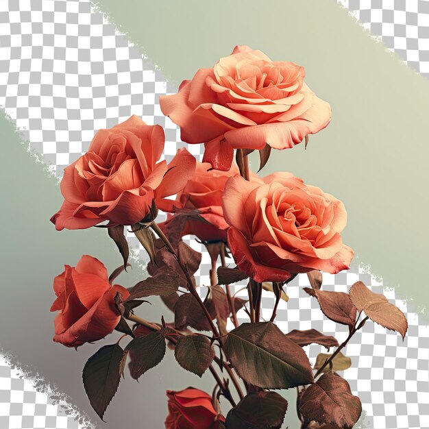 PSD red roses on a transparent background emit beauty