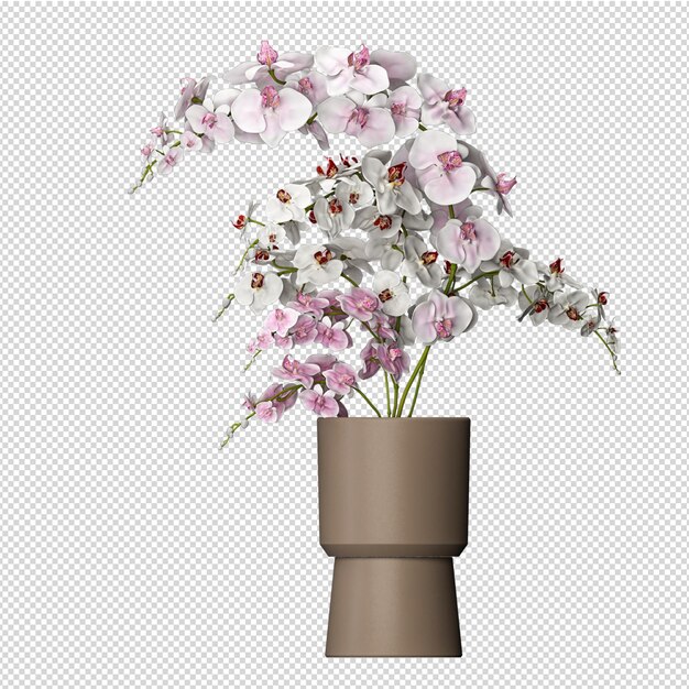 Red roses in vase in 3d rendering isolated