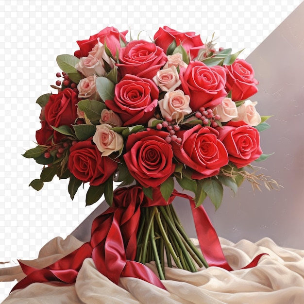 PSD red roses in a wedding arrangement
