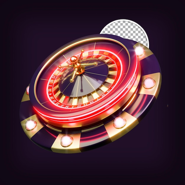 Red Roulette, Chip Casino Poker Composition  3D Render, Design Element,