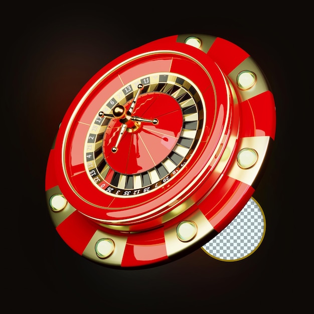 Red Roulette, Chip Casino Poker Composition  3D Render, Design Element,