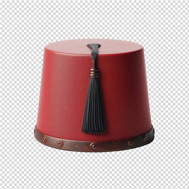 PSD a red round box with a black handle and a black brush on it