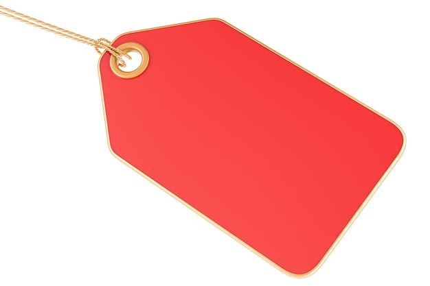 PSD red sale tag 3d rendering isolated on transparent background