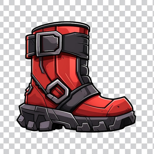 a red samurai boot with dark grey icon game assets