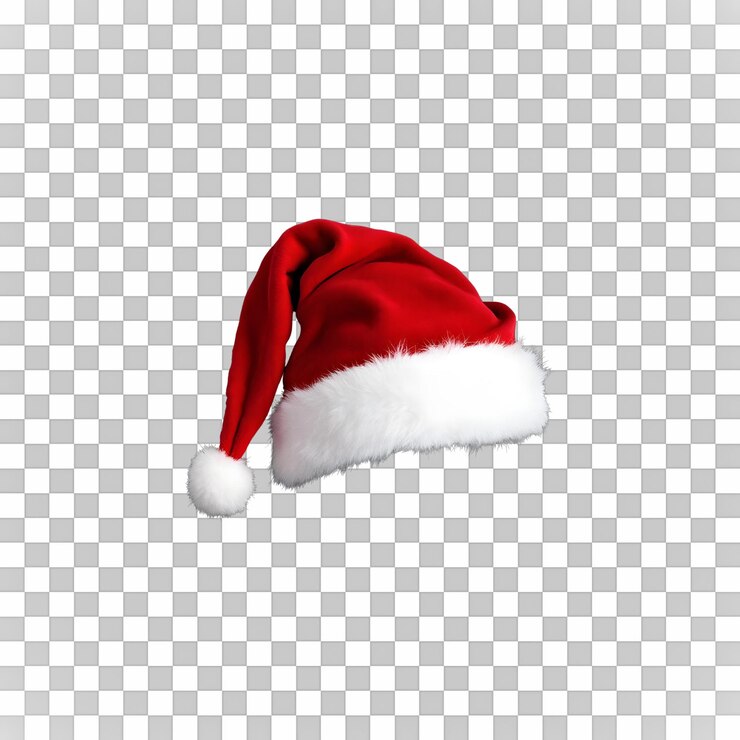 PSD red santa hat on transparent background