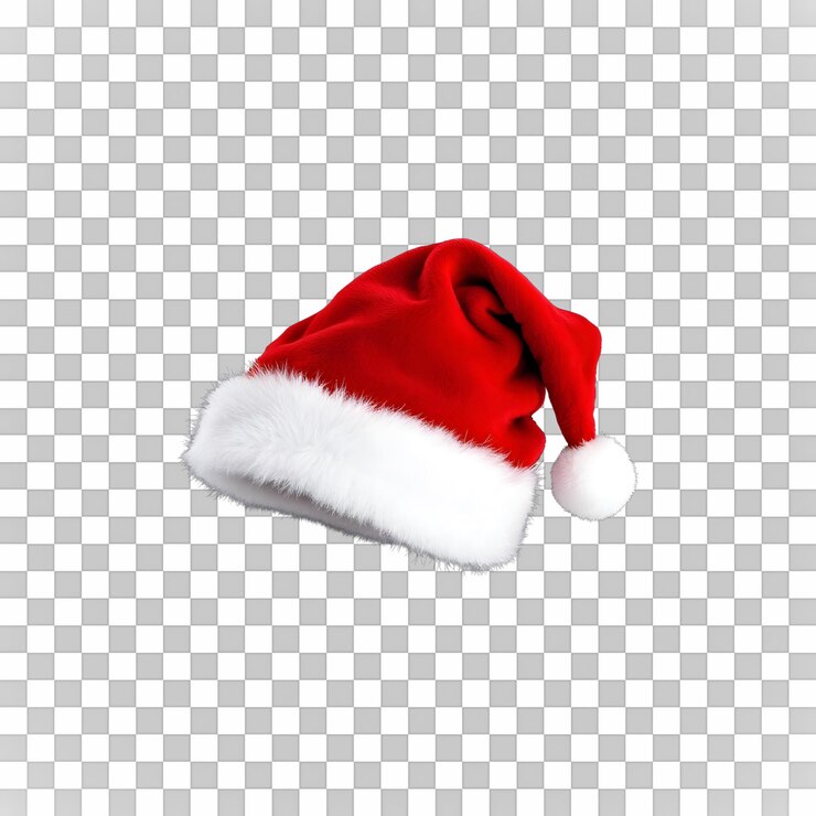 PSD red santa hat on transparent background