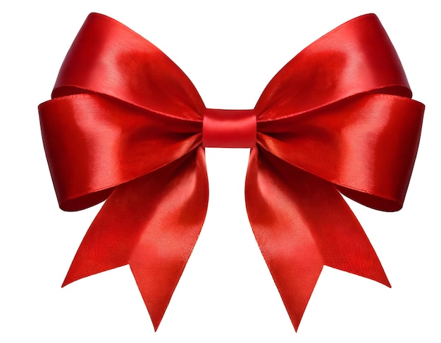 Red satin ribbon bow