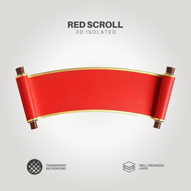PSD red scroll 3d chinese new year isolated background 02