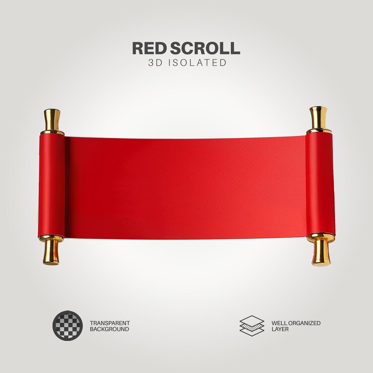 PSD red scroll 3d chinese new year isolated background 03