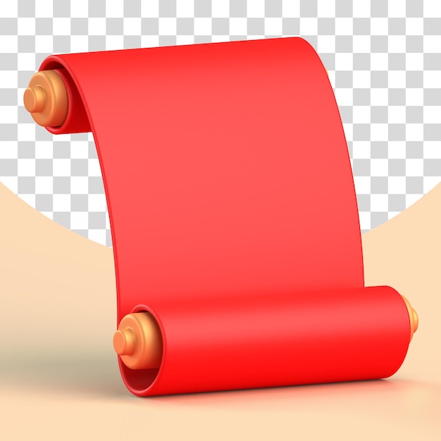 PSD red scroll for cny ornament and chinese new year celebration 3d render illustration