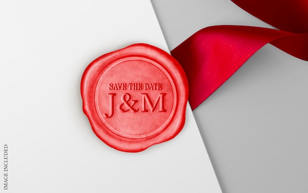 PSD red sealing wax mockup