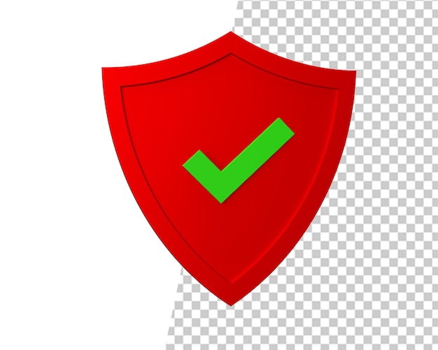 red shield protection 3d rendering