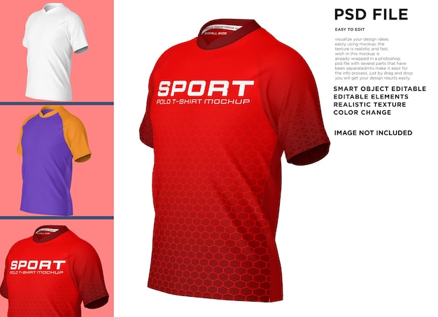 PSD a red shirt with the word sport on it