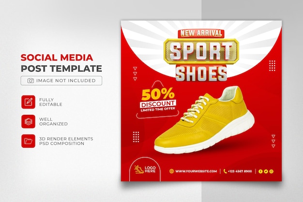 Red Shoe 3D Social Media Post Template