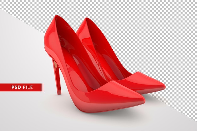 Red shoes in 3d rendering design