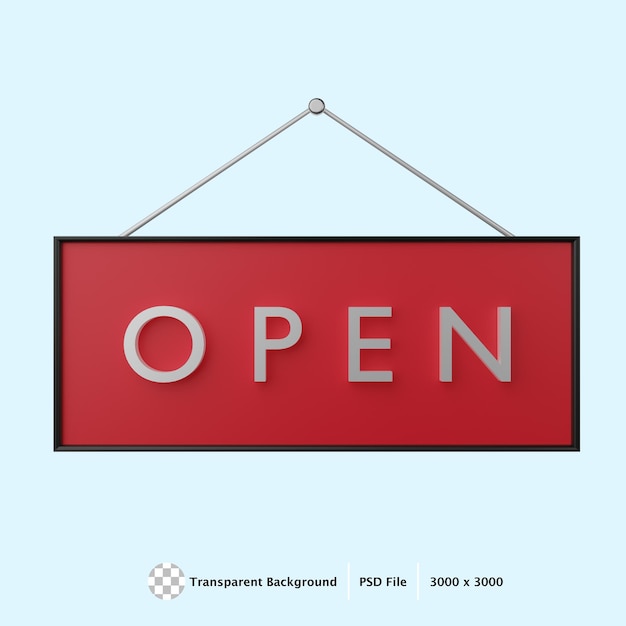 red sign open 3d