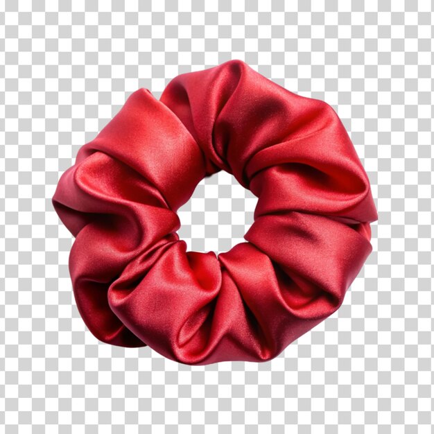 PSD a red silk scrunchie isolated on transparent background