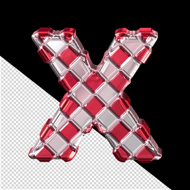 Red and silver symbol made of gold rhombuses letter x