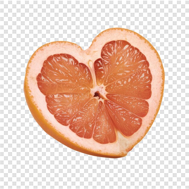 PSD a red slice of a blood orange with a heart cut out