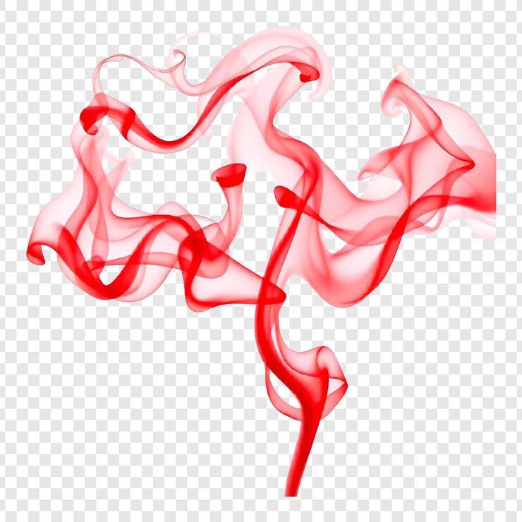 PSD red smoke isolated on transparent background