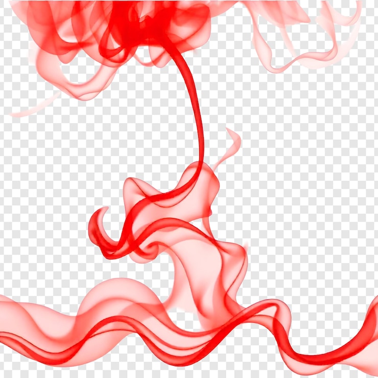 PSD red smoke isolated on transparent background