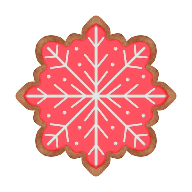 PSD red snowflakes cookie illustration