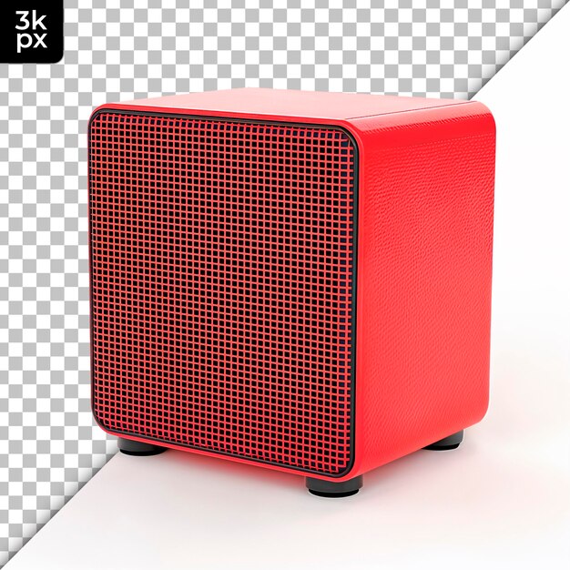 PSD a red speaker with a black box on it