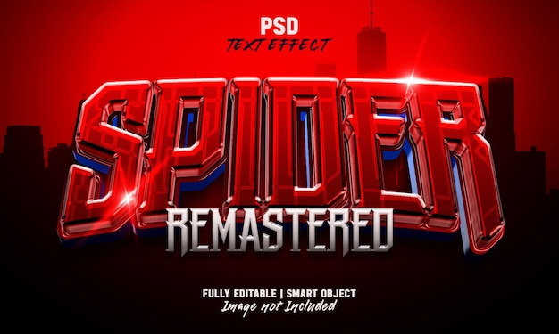 Супергерой красного паука и текстовый эффект названия игры