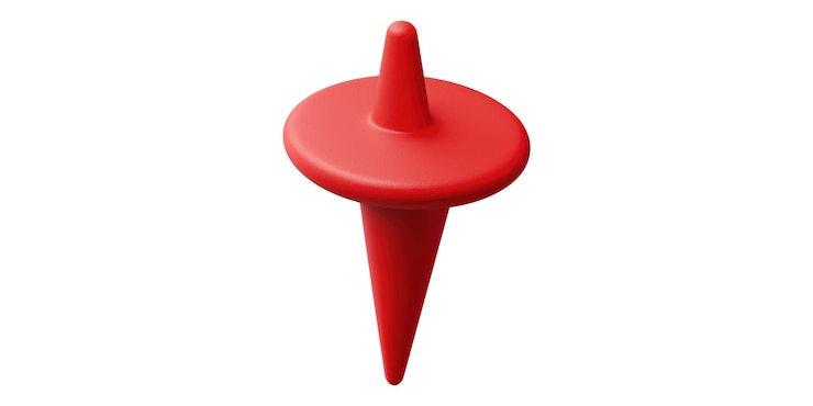 PSD red spinning top toy isolated on transparent background