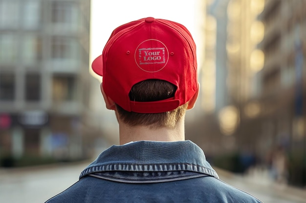 Premium PSD | Red sports cap logo design mockup
