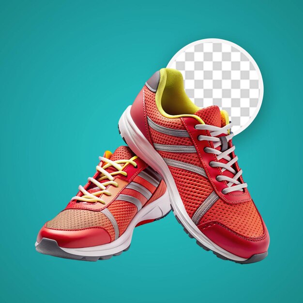 PSD red sports sneakers or running shoes on a transparent background