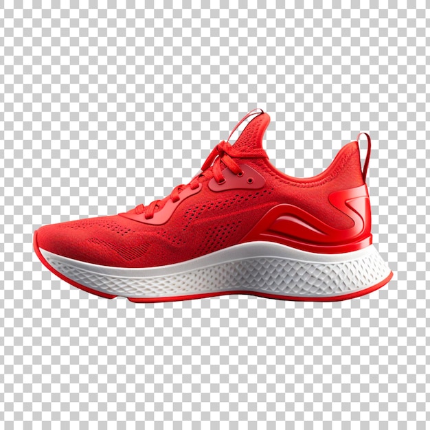 PSD red sports sneakers or running shoes on a transparent background