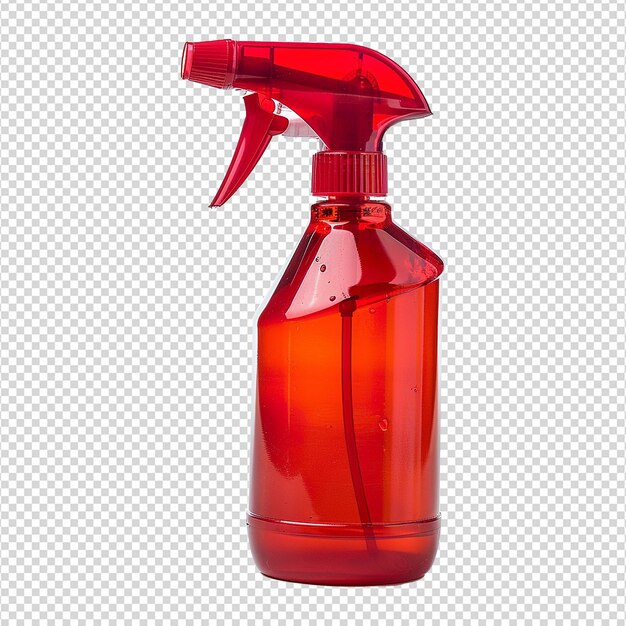 PSD red spray bottle isolated on transparent background