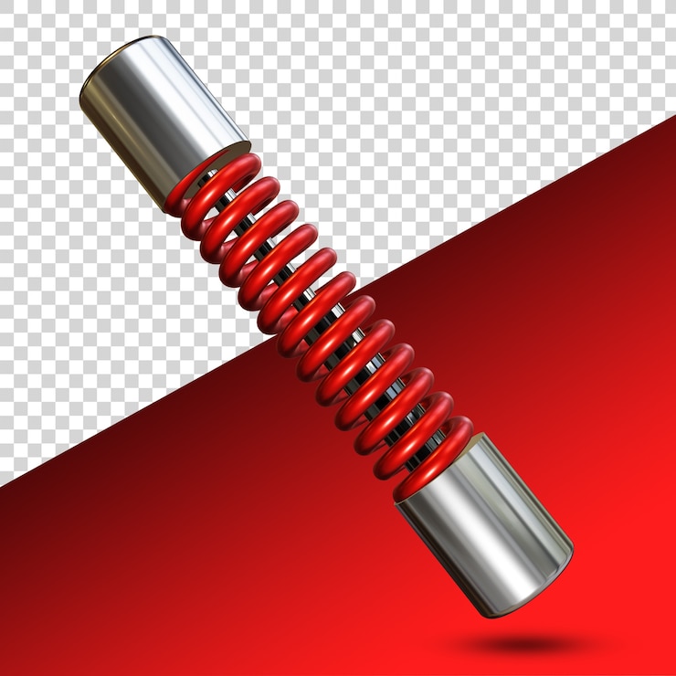 PSD red spring in 3d rendering isolated