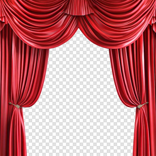 red stage curtain isolated on a transparent background
