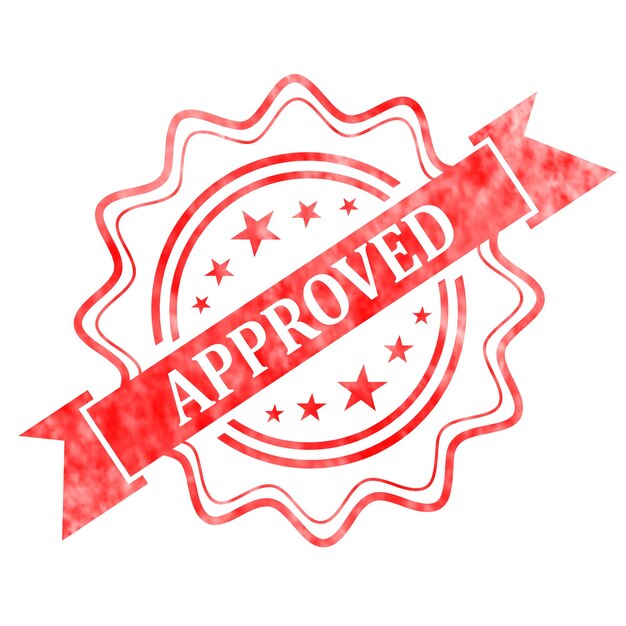 PSD a red stamp with the word approved is displayed on a white background