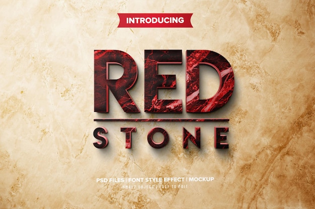 Red stone 3d premium text effect