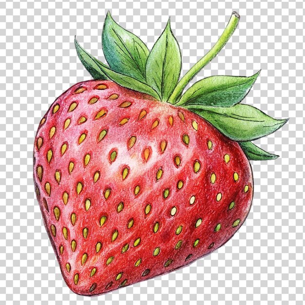 PSD red strawberry art isolated on transparent background