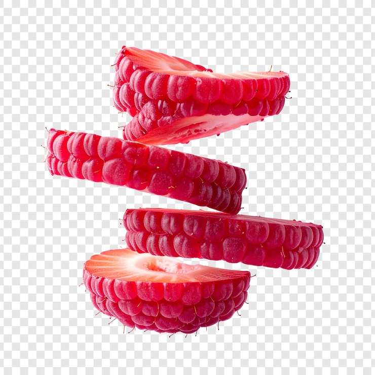 PSD red strawberry slices levitation image