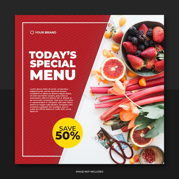 Red style food social media post template