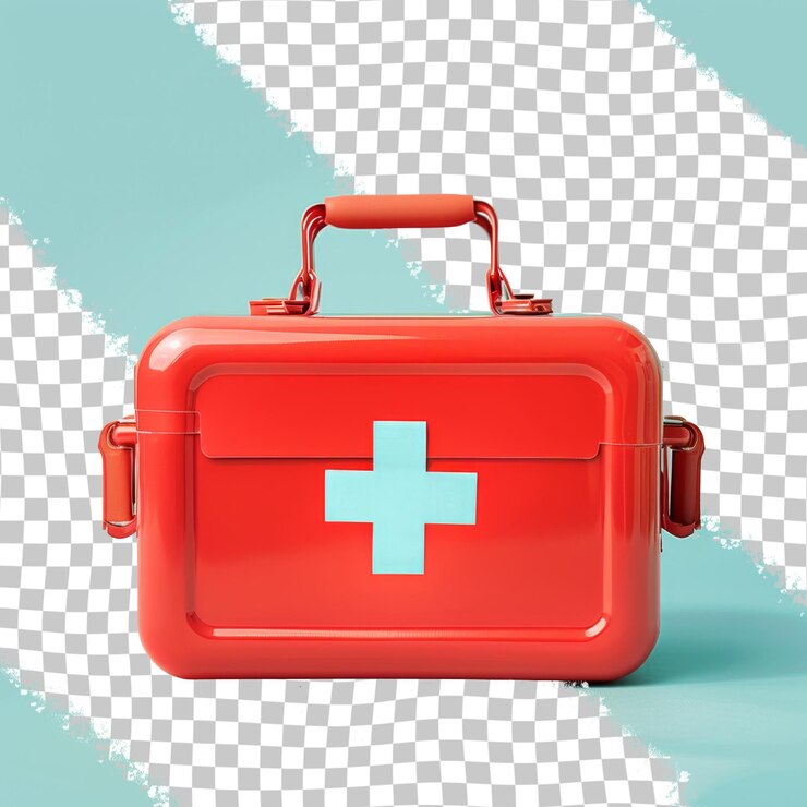 PSD a red suitcase with a white cross on the top