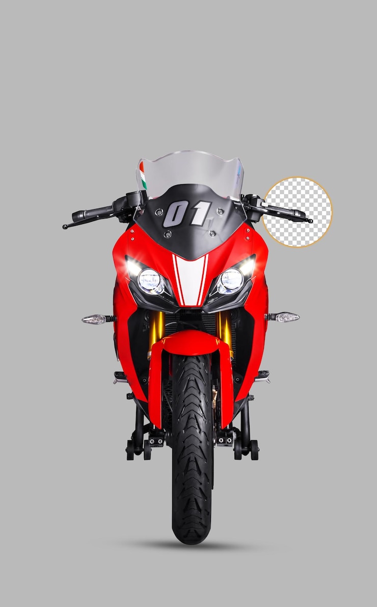 PSD a red superbike or motorcycle on white background