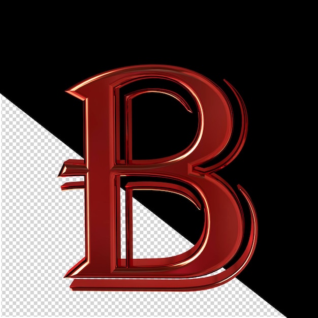 PSD red symbol front view letter b