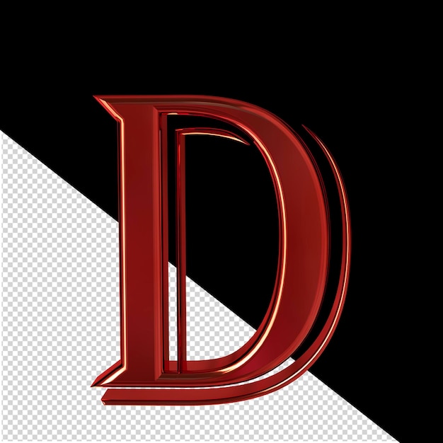 PSD red symbol front view letter d