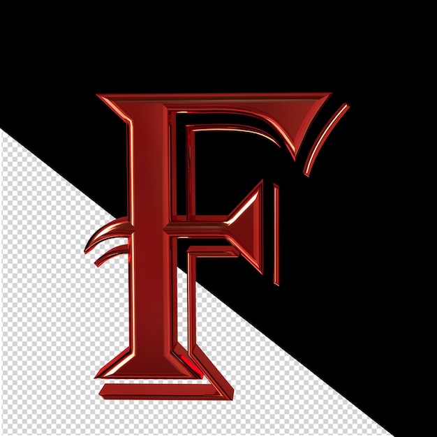 PSD red symbol front view letter f