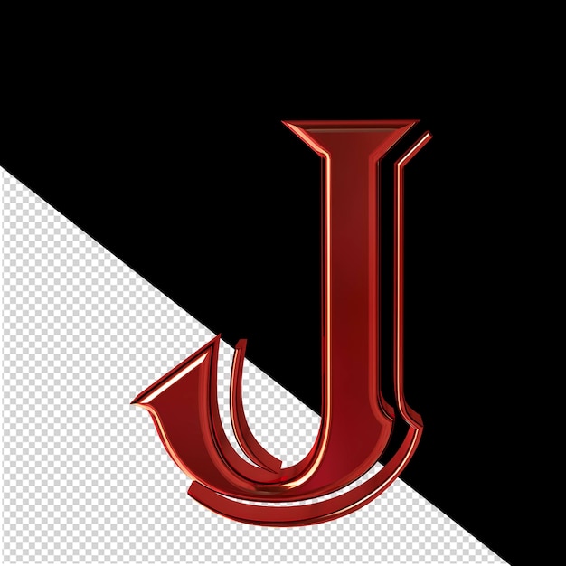 PSD red symbol front view letter j