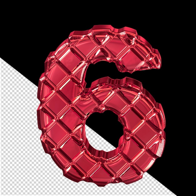 red symbol made of gold rhombuses number 6