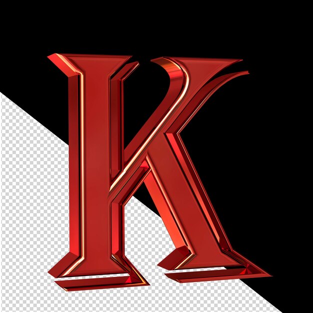 PSD red symbol view from left letter k