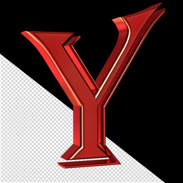 PSD red symbol view from left letter y